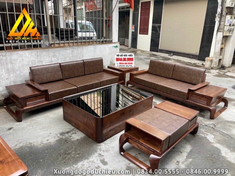 Bộ Sofa Chân Xoắn gỗ óc chó nhập khẩu
