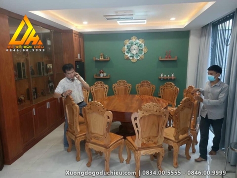 Bàn Ăn Tròn nguyên khối 12 Ghế