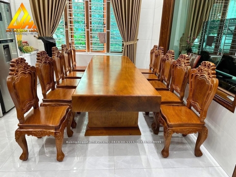 Bàn Ăn Nguyên Khối 10 Ghế Louis