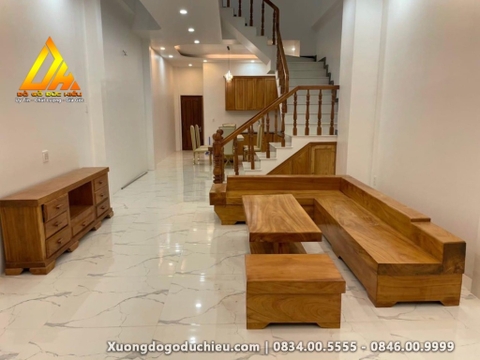 Combo Bộ sofa Nguyên Khối góc L và Kệ tivi