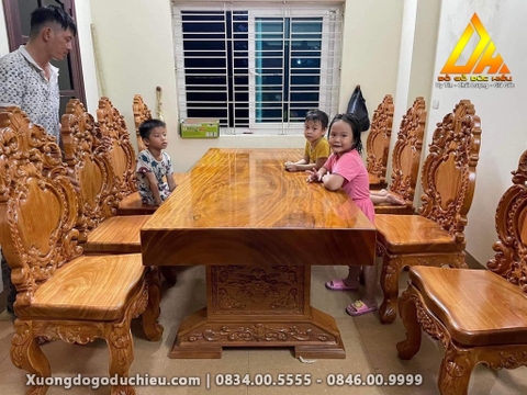 Bàn Ăn Nguyên Khối 8 ghế tân cổ điển