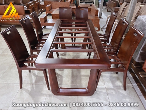 Bàn Ăn 8 Ghế(Bàn Đá + Ghế Đệm Da)