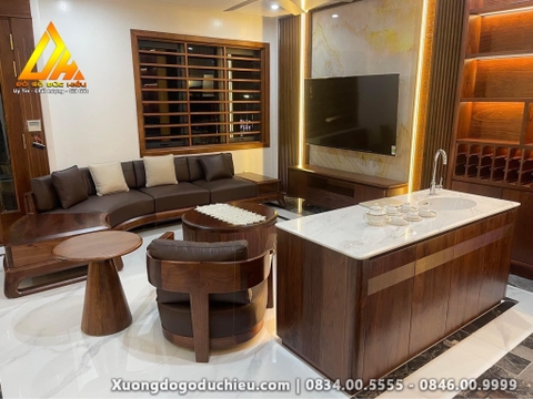 Sofa zito vòng cung gỗ Óc chó