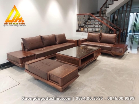 Sofa Zito Góc L Gõ Đỏ