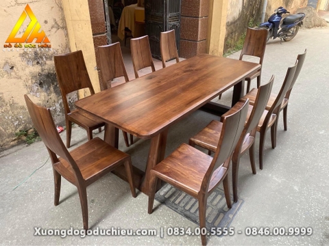 Bộ Bàn Ăn 10 ghế gỗ Óc Chó(Bán về Việt Trì Phú Thọ)