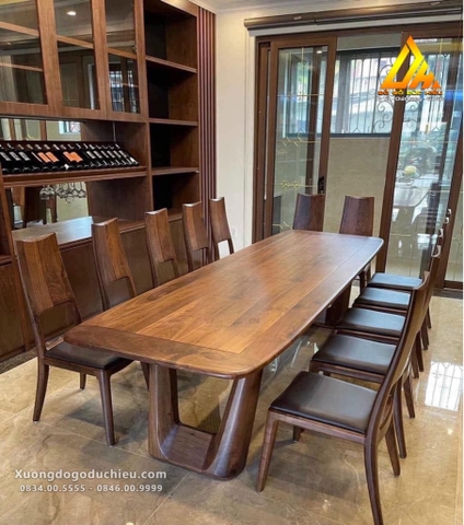 Bàn Ăn 12 Ghế gỗ óc chó Bắc Mỹ