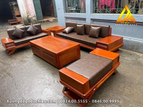 Bộ Sofa chân thuyền Gỗ Hương Đá