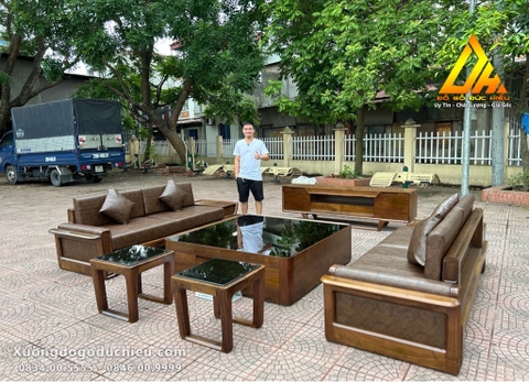 Combo Sofa Kệ Tivi gỗ óc chó(Lào Cai)