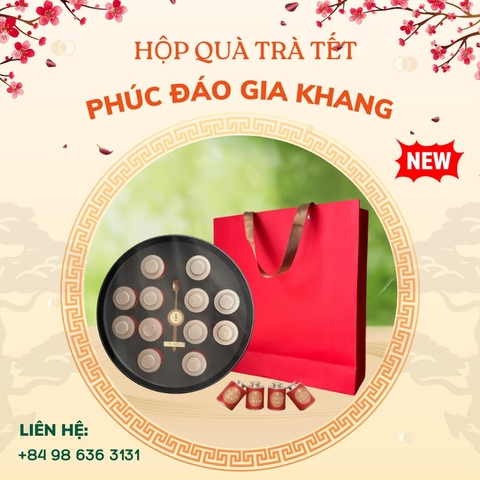 SET TRÀ QUÀ TẶNG "PHÚC ĐÁO GIA KHANG" MÀU ĐỎ
