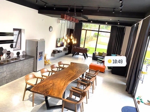 Bàn ghế  ăn gỗ nguyên tấm HA607