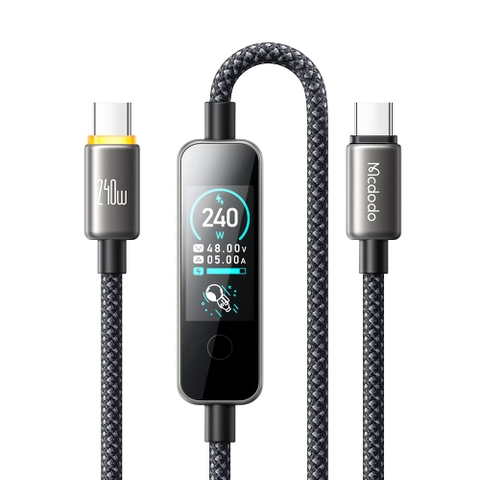 Cáp Sạc Nhanh Mcdodo Vision 240W Type-C to Type-C | Màn Hình TFT Cảm Ứng, Dây Dù