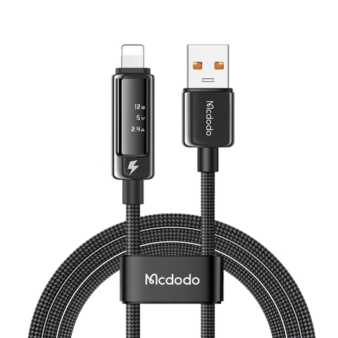 Cáp Sạc Mcdodo Vision Màn Hình OLED | USB to Ln 3A, Hợp Kim Kẽm, Dây Dù