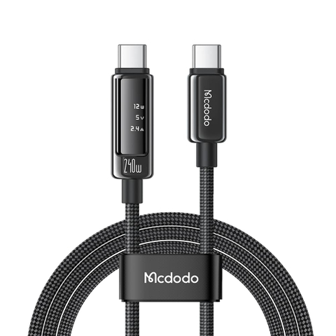 Cáp Sạc Mcdodo Vision Màn Hình OLED | Type-C to Type-C 240W, Hợp Kim Kẽm, Dây Dù Siêu Bền