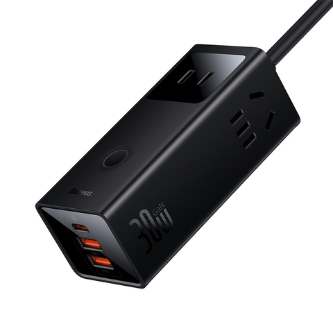 Trạm Sạc GaN Baseus PowerCombo 30W | 3AC + 2USB + Type-C, Công Nghệ GaN5 Hiện Đại