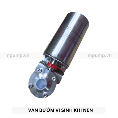 Van bướm inox vi sinh khí nén dạng đứng