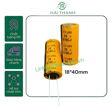 TỤ 6700UF 35V LBG CHÍNH HÃNG, MÀU CAM MỚI 100% 18MM*40MM