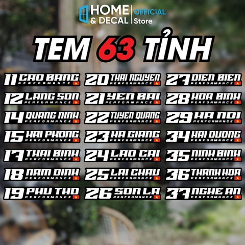 DECAL 34 TỈNH THÀNH (mới cập nhật)