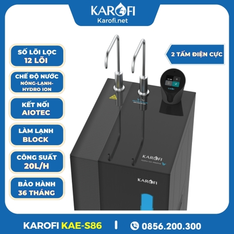 Máy Lọc Nước Nóng Lạnh Hydro-Ion Kiềm Karofi KAE-S86