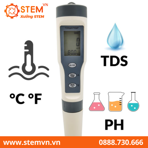 Dụng cụ đo PH, Chất lượng nước TDS Nhiệt độ 3 trong 1