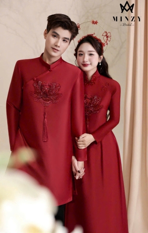 Áo dài cặp đỏ 38