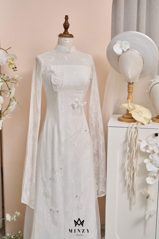 Áo dài trắng ren 31
