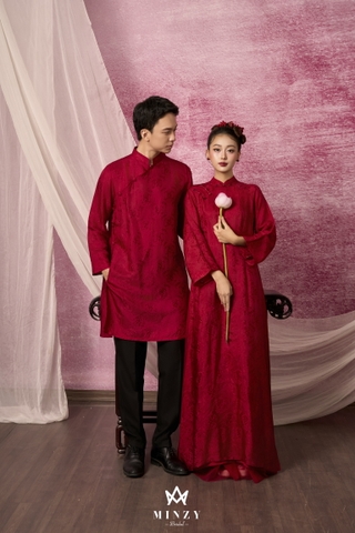 Áo dài cặp đỏ 45