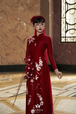 Áo dài nữ đỏ 12