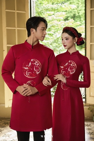 Áo dài cặp đỏ 53