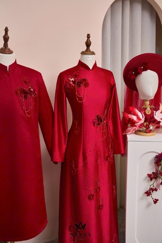Áo dài cặp đỏ 38
