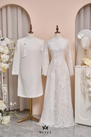 Áo dài cặp trắng 24