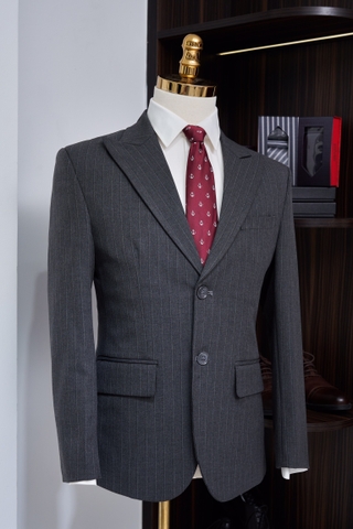 Vest xám kẻ 2 cúc