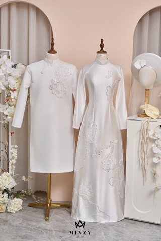 Áo dài cặp trắng 33