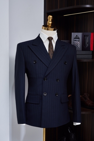 Vest xanh kẻ 6 cúc