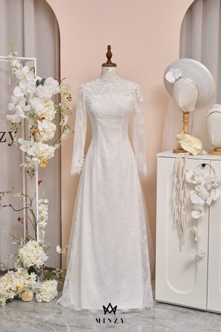 Áo dài trắng ren 32