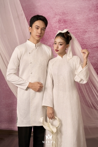 Áo dài cặp  trắng 57