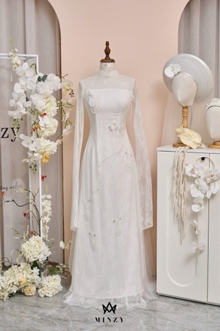 Áo dài trắng ren 31