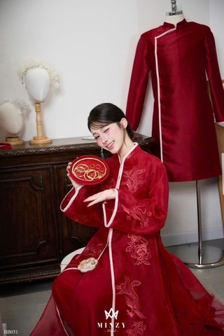 Áo dài cặp đỏ 82
