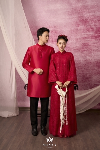 Áo dài cặp  đỏ 46