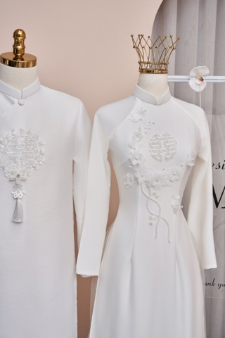 Áo dài cặp  trắng 110