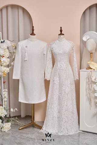 Áo dài cặp trắng 24