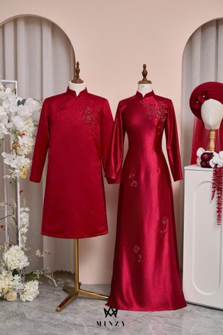 Áo dài cặp đỏ 37