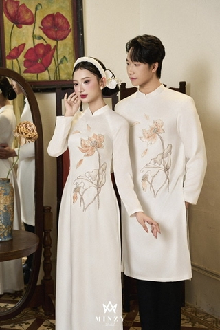 Áo dài cặp trắng 57