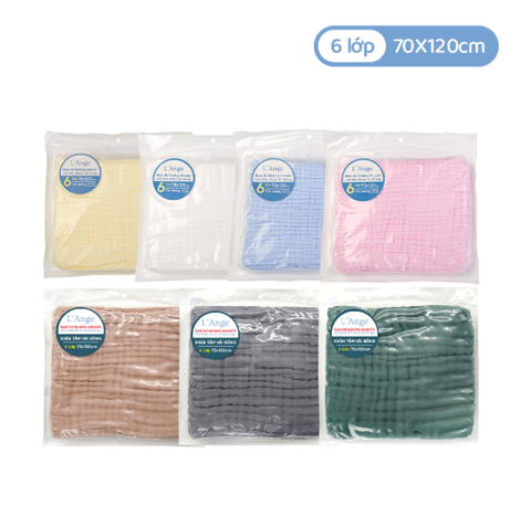 KHĂN TẮM/KHĂN QUẤN/CHĂN ĐẮP VẢI BÔNG 6 LỚP 70X120CM- L'ANGE