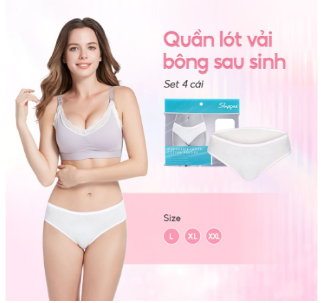 SET 4 CÁI QUẦN LÓT VẢI BÔNG SAU SINH - SHAPEE