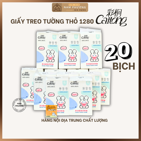 20 Bịch Giấy Rút Treo Tường Caitong Thỏ Trắng 1280 Lớp K93