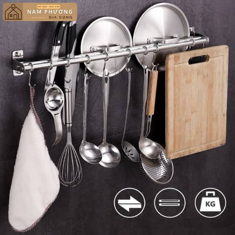 Kệ dao thớt treo tường inox móc tròn K01