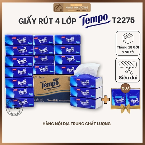 [Thùng 18 Gói] Khăn Giấy Rút Cao Cấp 4 lớp Tempo Thương Hiệu Đức 1929 K32