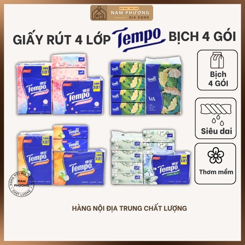 Khăn Giấy Rút Tempo Lốc 4 Gói Hàng Nội Địa Trung Cao Cấp K49