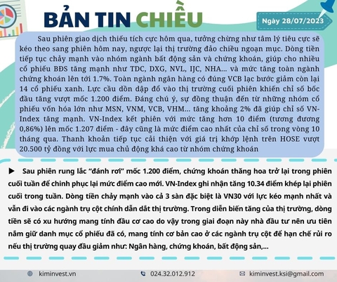 Bản tin thị trường ngày 28/07/2023