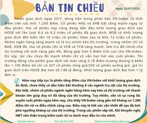 Bản tin thị trường ngày 25/07/2023
